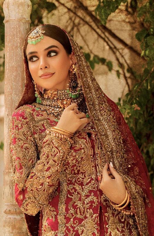 Bridal Front Open Shirt and Lehenga in Parisian Embroidery with a Dupatta