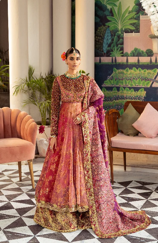 Gulabo - Watermelon-Pink Peshwas with Azar Pants & Dupatta