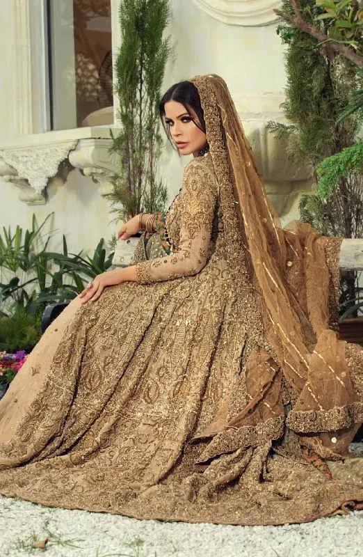 Bridal Timeless Front Open Gown paired with Lehenga