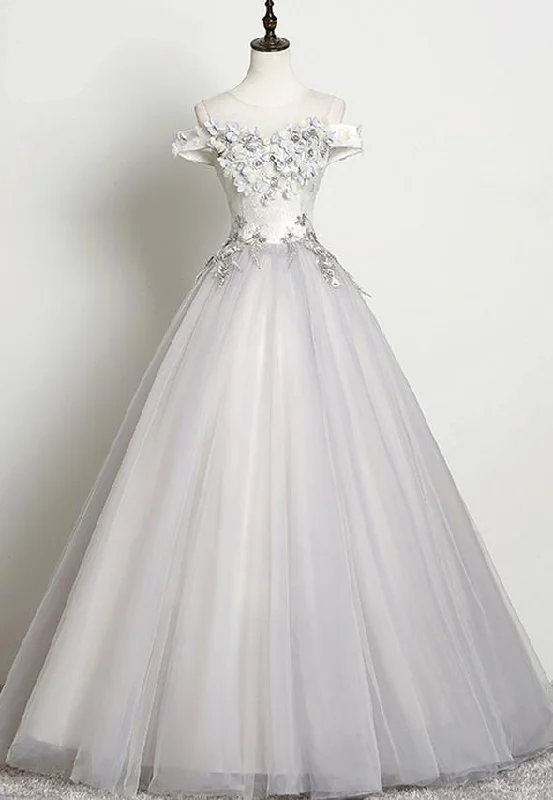 Elegant tulle appliqué prom gown formal dress M859