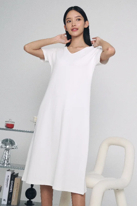 Valda T-shirt Midi Dress White